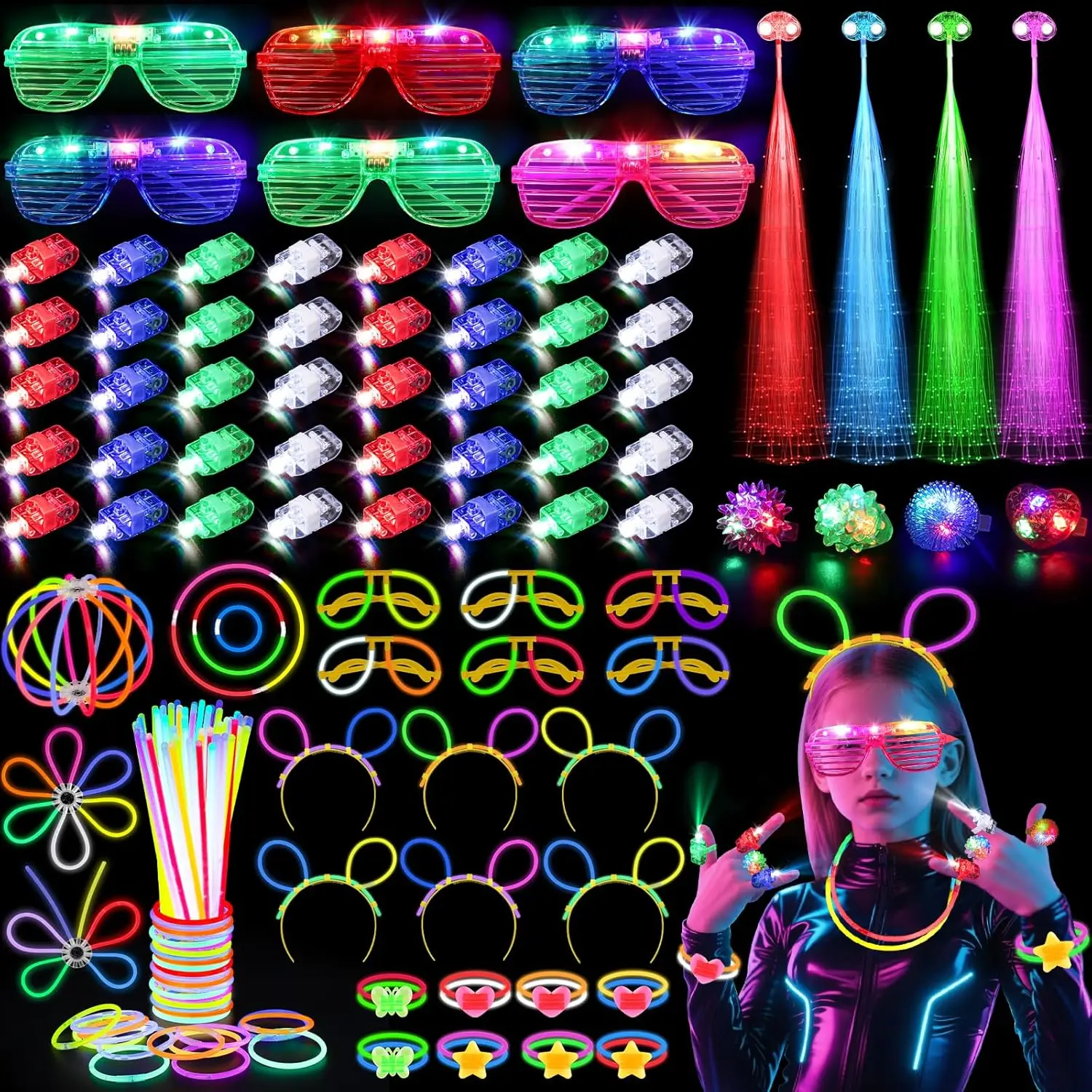 128 pièces : Lunettes lumineus - Glow In The Dark Party Glasses avis et prix