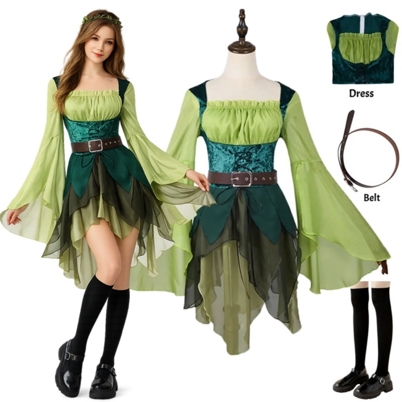 Robe de fée elfe médiévale ver - Medieval Renaissance Dress Women avis et prix